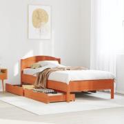 vidaXL Sängram utan madrass vaxad brun 90x190 cm massiv furu