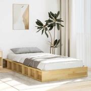 vidaXL Sängram utan madrass 75x190 cm massiv trä ek