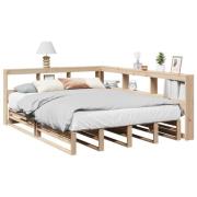 vidaXL Säng med bokhylla utan madrass 160x200cm massiv furu