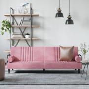 vidaXL Bäddsoffa med armstöd rosa sammet