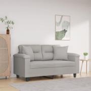 vidaXL 2-sitssoffa med prydnadskuddar ljusgrå 120 cm mikrofibertyg