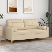 vidaXL 2-sits soffa med prydnadskuddar gräddvit 140 cm tyg
