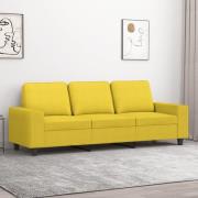 vidaXL 3-sitssoffa ljusgul 180 cm tyg