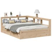 vidaXL Säng med bokhylla utan madrass 150x200cm massiv furu
