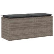 vidaXL Trädgårdsbänk med dyna grå 110x40x44 cm konstrotting