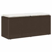 vidaXL Trädgårdsbänk med dyna brun 110x40x44 cm konstrotting