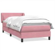 vidaXL Ramsäng med madrass rosa 100x220 cm sammet