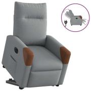 vidaXL Elektrisk reclinerfåtölj med uppresningshjälp ljusgrå tyg