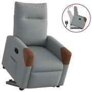 vidaXL Reclinerfåtölj med uppresningshjälp ljusgrå tyg