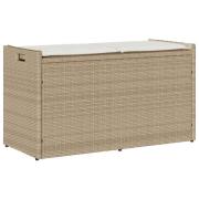 vidaXL Förvaringsbänk för utomhusbruk dyna beige 100 cm konstrotting