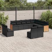 vidaXL Loungegrupp med dynor 12 delar svart konstrotting