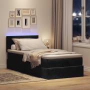 vidaXL Ottoman sängram med madrass svart 90x200 cm sammet