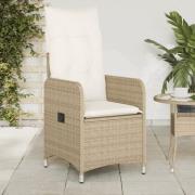 vidaXL Justerbara trädgårdsstolar 2 st med dynor beige konstrotting