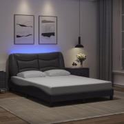 vidaXL Sängram med LED-belysning grå 120x200 cm konstläder