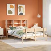 vidaXL Säng med bokhylla utan madrass 120x200 cm massiv furu