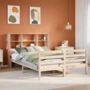 vidaXL Säng med bokhylla utan madrass 120x190 cm massiv furu