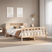 vidaXL Säng med bokhylla utan madrass 160x200cm massiv furu