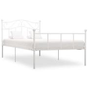 vidaXL Sängram utan madrass vit metall 100x200 cm