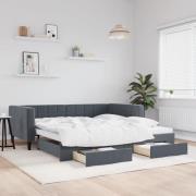 vidaXL Dagbädd utdragbar med lådor mörkgrå 100x200 cm sammet