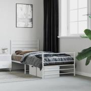 vidaXL Sängram med huvudgavel och fotgavel vit metall 80x200 cm