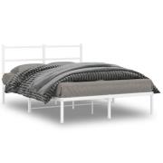 vidaXL Sängram med huvudgavel metall vit 140x190 cm