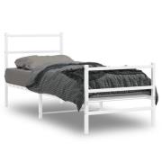 vidaXL Sängram med huvudgavel och fotgavel vit metall 80x200 cm