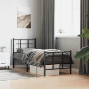 vidaXL Sängram med huvudgavel och fotgavel svart metall 80x200 cm