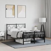 vidaXL Sängram med huvudgavel och fotgavel svart metall 120x200 cm
