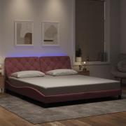 vidaXL Bed Frame with LED without Mattress Pink 180x200 cm Velvet
