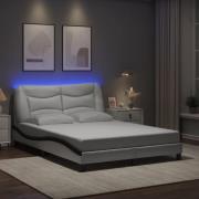 vidaXL Bed Frame with LED without Mattress "Hvar" White and Black 140x...