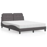 vidaXL Säng med madrass grå 120x200 cm konstläder