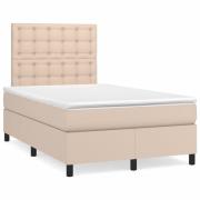 vidaXL Ramsäng med madrass & LED cappuccino 120x190 cm konstläder