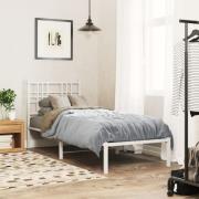 vidaXL Sängram med huvudgavel metall vit 80x200 cm