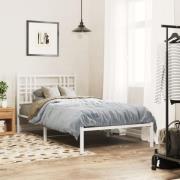 vidaXL Sängram med huvudgavel metall vit 90x200 cm