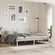 vidaXL Sängram med huvudgavel metall vit 193x203 cm