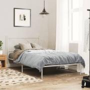 vidaXL Sängram med huvudgavel metall vit 100x200 cm