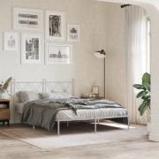 vidaXL Sängram med huvudgavel metall vit 140x200 cm
