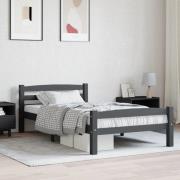 vidaXL Sängram mörkgrå massiv furu 100x200 cm
