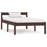 vidaXL Sängram utan madrass mörkbrun massiv furu 100x200 cm