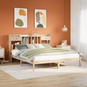 vidaXL Säng med bokhylla utan madrass 180x200cm massiv furu