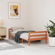 vidaXL Sängram utan madrass vaxbrun 75x190 cm massiv furu