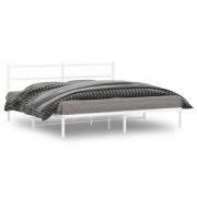 vidaXL Sängram med huvudgavel metall vit 193x203 cm
