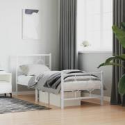 vidaXL Sängram med huvudgavel och fotgavel vit metall 75x190 cm