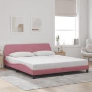 vidaXL Sängram med huvudgavel utan madrass rosa 180x200 cm sammet