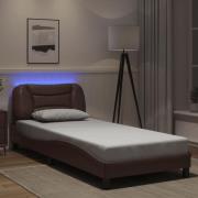 vidaXL Bed Frame with LED without Mattress "Hvar" Brown 90x200 cm