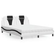 vidaXL Bed "Viana" with Mattress White and Black 160x200 cm Faux Leath...