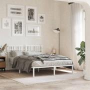 vidaXL Sängram med huvudgavel metall vit 140x190 cm