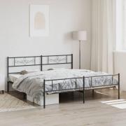 vidaXL Sängram utan madrass med fotgavel metall svart 180x200 cm