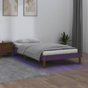 vidaXL Sängram med LED 90x200 cm massivt trä honungsbrun
