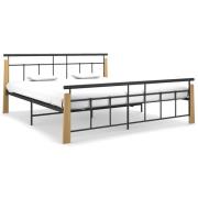 vidaXL Sängram metall och massiv ek 180x200 cm